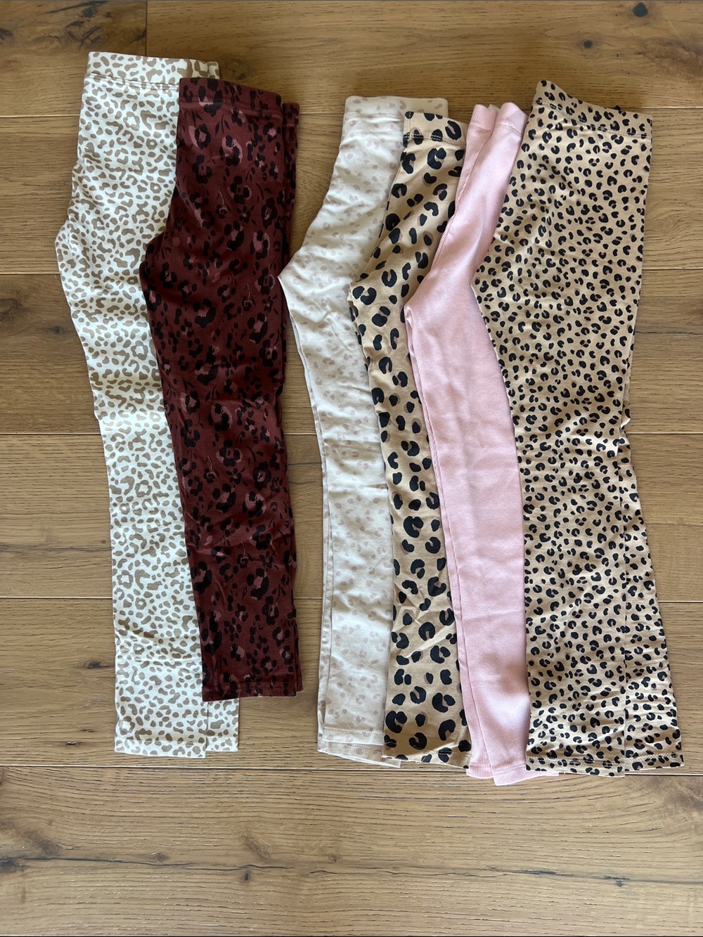 H&M Kids Leopard & Solid Stretch Leggings - Pink, Burgundy, Beige, Cream, Tan